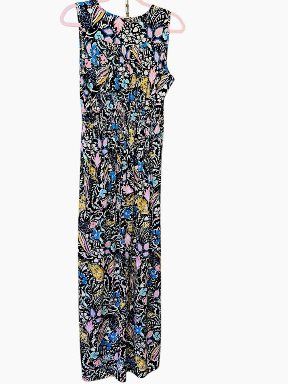 Nina Leonard Sleeveless Abstract Floral Maxi Dress Multicolor Summer Sm Resort - Picture 3 of 9